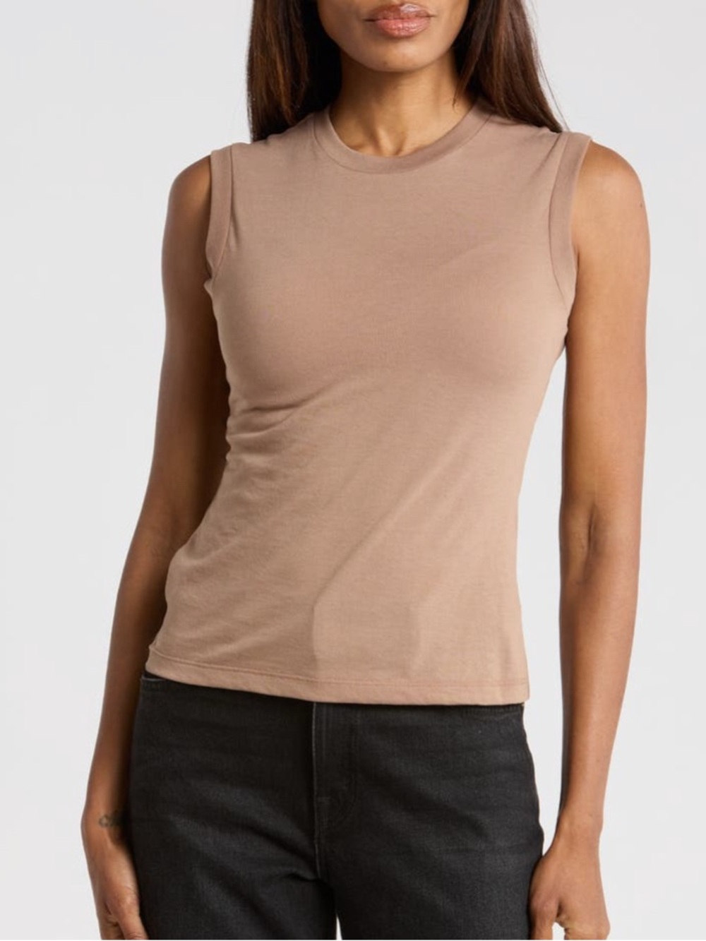 AllSaints Sleeveless Crewneck Tank in Taupe